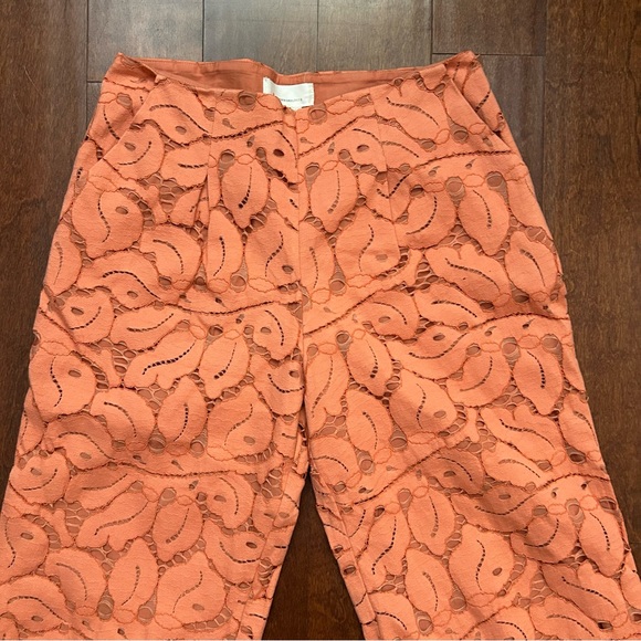 Anthropologie Dolly Lace Trousers Orange Lace Wide-Leg Pants, Size 8 - Picture 5 of 15
